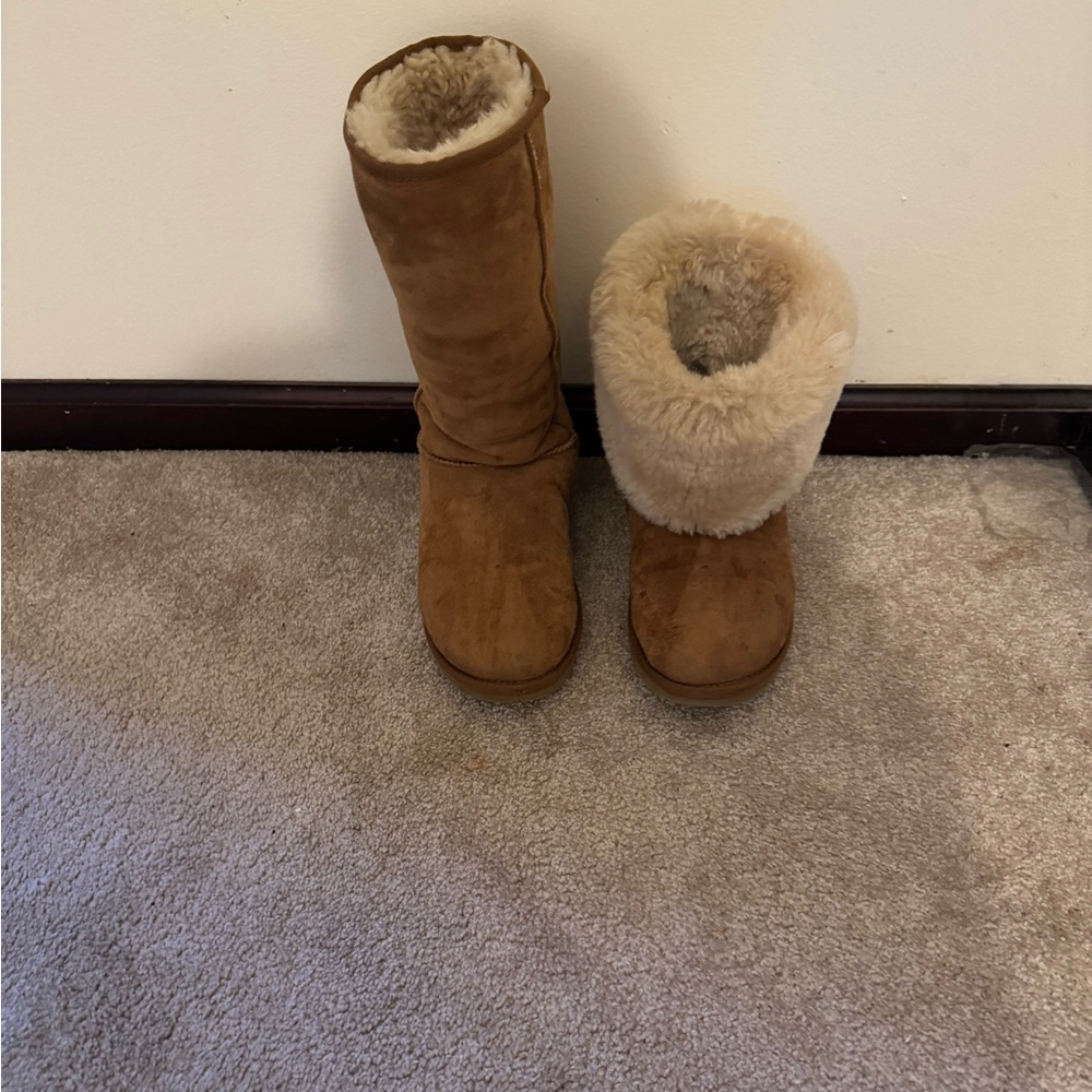 UGG Brown and Cream Shearling Boots